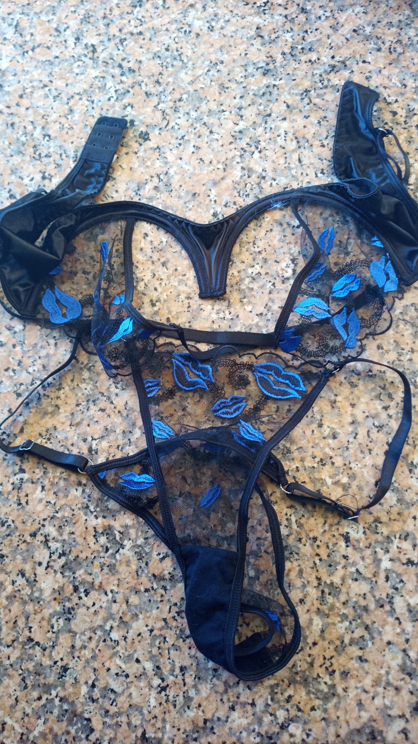 Lencería erótica (Negra/Azul)