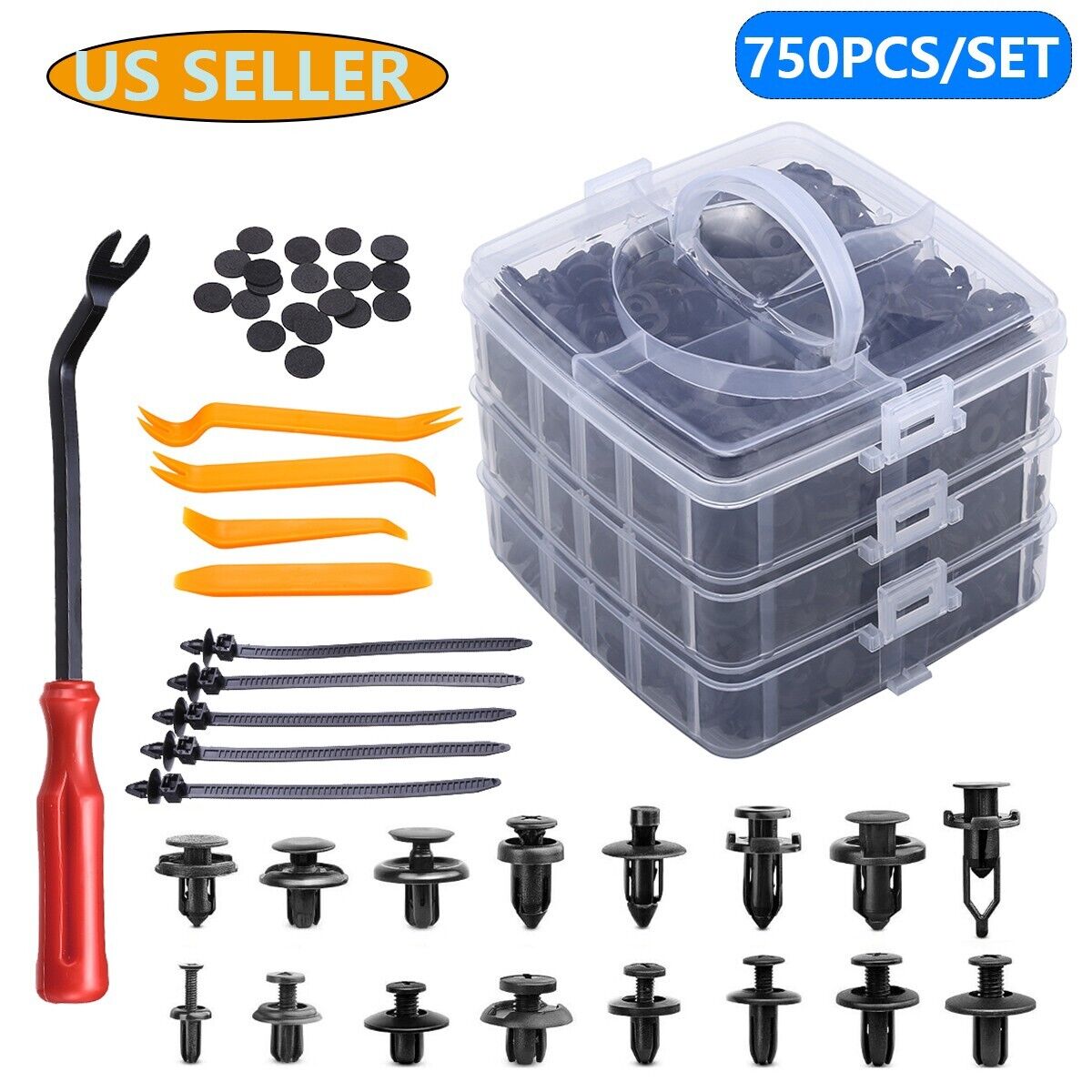Kit de Grapas 750 clips y remaches parachoques