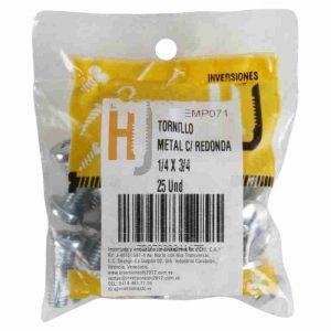 Tornillo metal cabeza redonda 1/4 x ¾" (25 unds)