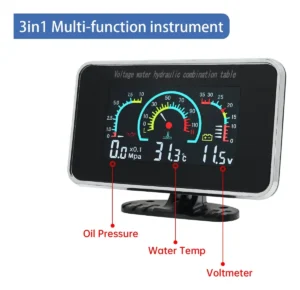 Medidor Digital 3 En 1 Temperatura Voltaje Presion De Aceite