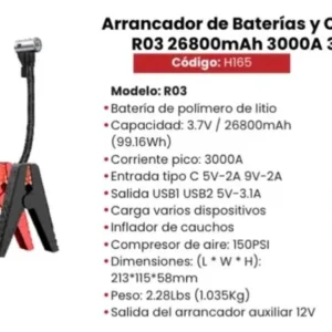 Jumper Arrancador Bateria 12v Compresor 150psi Marca Roccia