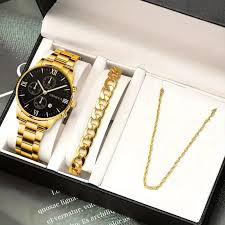 Set de 3 Pzs, Reloj, Pulsera Y Collar para Caballero