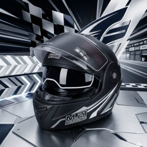 Casco Integral Abatible de Doble Visor Negro Mate